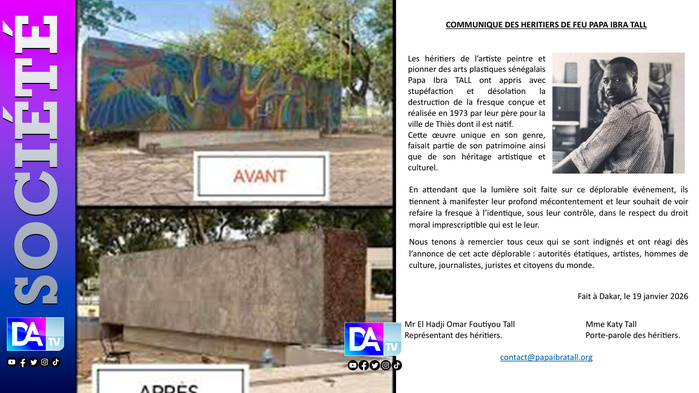 Thiès - Destruction de l'œuvre d'art de feu Papa Ibra Tall : Ses héritiers expriment leur mécontentement et déclarent... Thiès - Destruction de l'œuvre d'art de feu Papa Ibra Tall : Ses héritiers expriment leur mécontentement et déclarent...