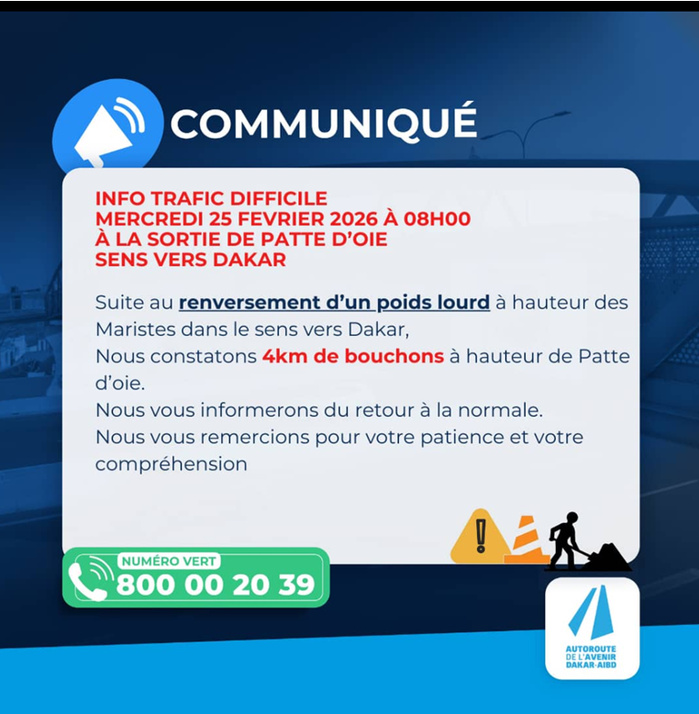 Axe Aibd-Dakar : le renversement d’un camion perturbe fortement la circulation vers Dakar