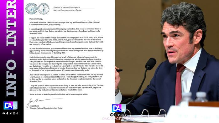 Joe Kent, directeur du NCTC sous le président Trump, démissionne en raison de la guerre en Iran Joe Kent, directeur du NCTC sous le président Trump, démissionne en raison de la guerre en Iran