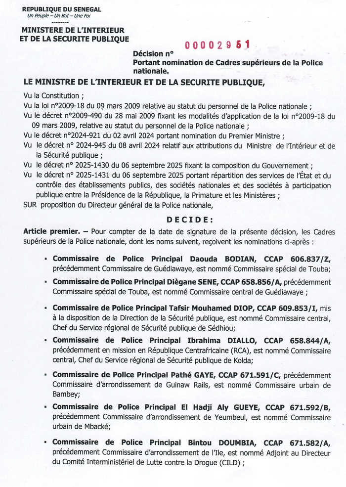 Vaste jeu de chaises musicales à la Police nationale : Une trentaine de commissaires changent de poste Vaste jeu de chaises musicales à la Police nationale : Une trentaine de commissaires changent de poste