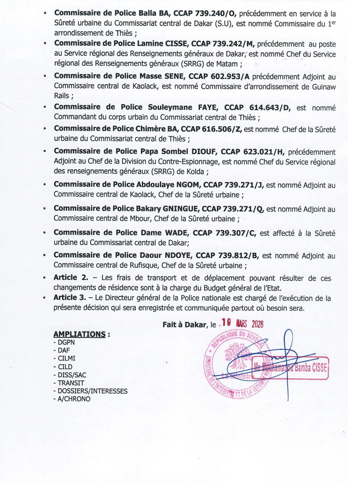 Vaste jeu de chaises musicales à la Police nationale : Une trentaine de commissaires changent de poste Vaste jeu de chaises musicales à la Police nationale : Une trentaine de commissaires changent de poste