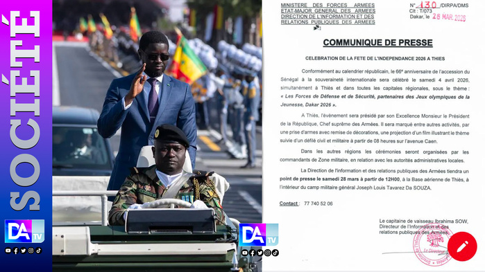 Célébration de la fête de l’Indépendance à Thiès: l'événement sera marqué par une prise d'armes avec remise de décoration, une projection d'un film...