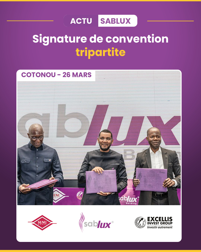 Les Groupes Sablux, SUNU et Excellis Invest (Ex. Coris Invest) scellent une alliance panafricaine inédite pour le développement immobilier et la transformation urbaine en Afrique Les Groupes Sablux, SUNU et Excellis Invest (Ex. Coris Invest) scellent une alliance panafricaine inédite pour le développement immobilier et la transformation urbaine en Afrique