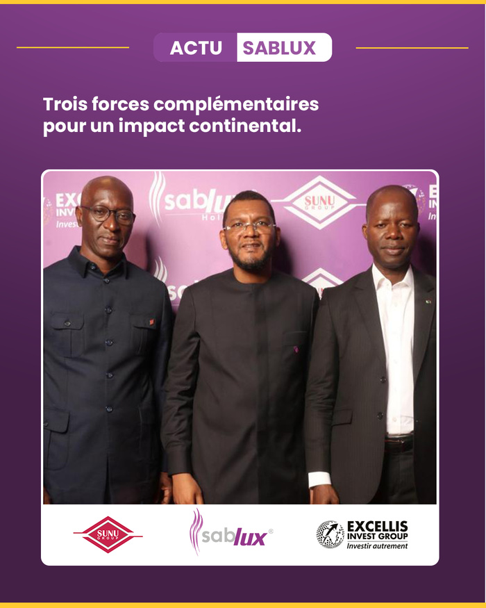 Les Groupes Sablux, SUNU et Excellis Invest (Ex. Coris Invest) scellent une alliance panafricaine inédite pour le développement immobilier et la transformation urbaine en Afrique Les Groupes Sablux, SUNU et Excellis Invest (Ex. Coris Invest) scellent une alliance panafricaine inédite pour le développement immobilier et la transformation urbaine en Afrique