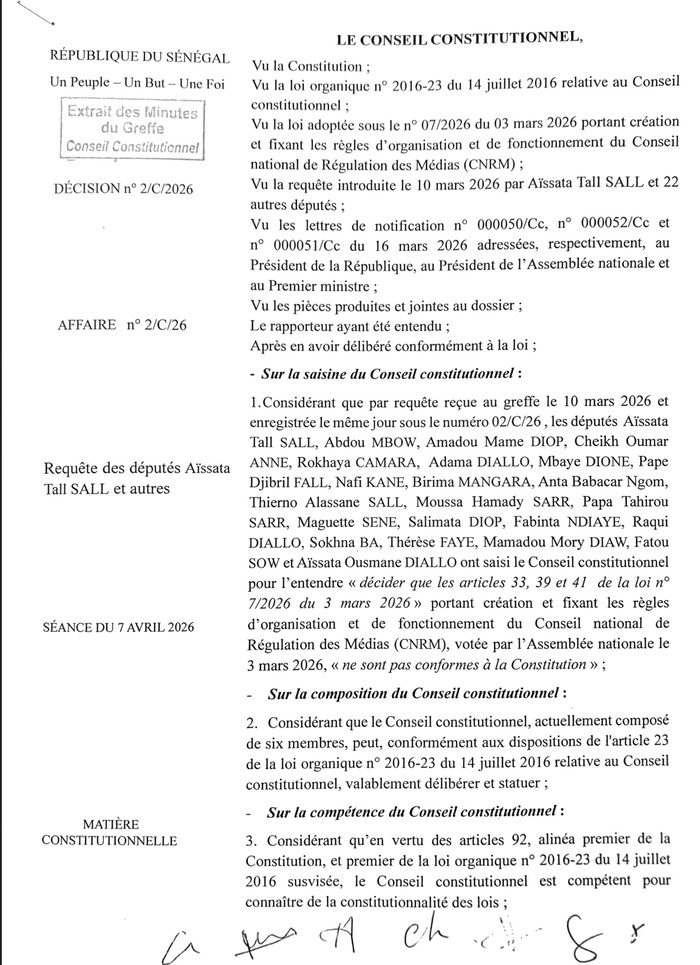 Adoption de la loi sur le CNRM : Le Conseil constitutionnel censure partiellement le texte