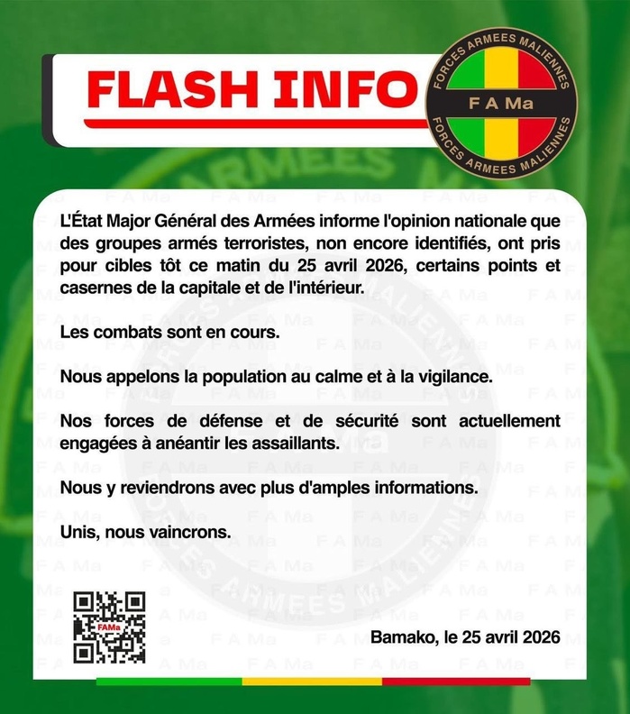 FLA et JNIM ont envahi Kati, une ville située directement au nord-ouest de Bamako, la capitale du Mali. FLA et JNIM ont envahi Kati, une ville située directement au nord-ouest de Bamako, la capitale du Mali.