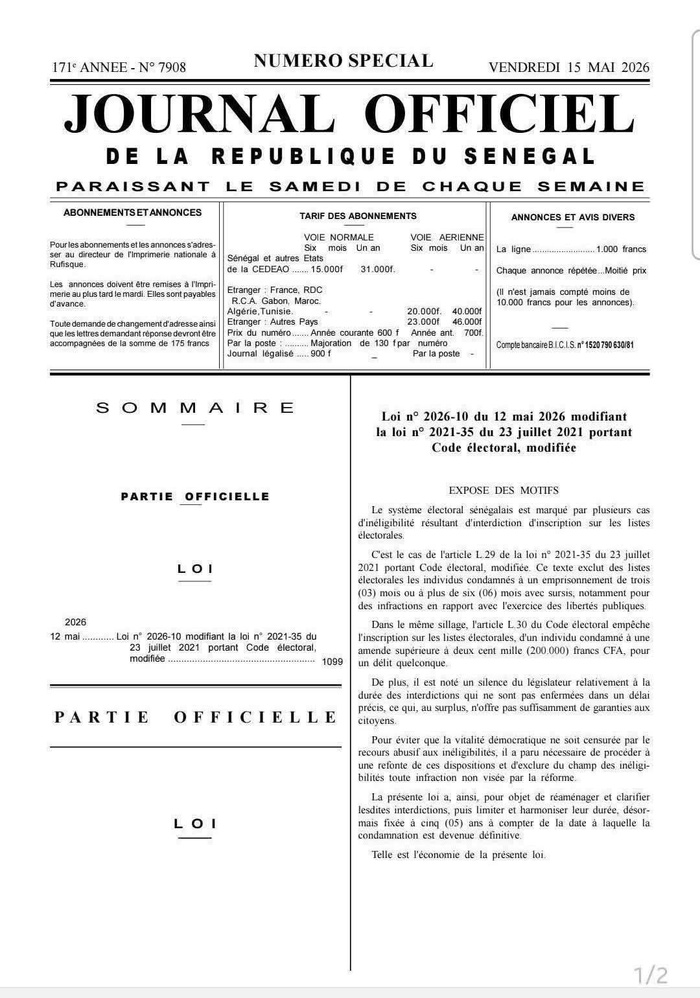 Sénégal : Bassirou Diomaye Faye promulgue la réforme du Code électoral…les règles d’inéligibilité revues et encadrées