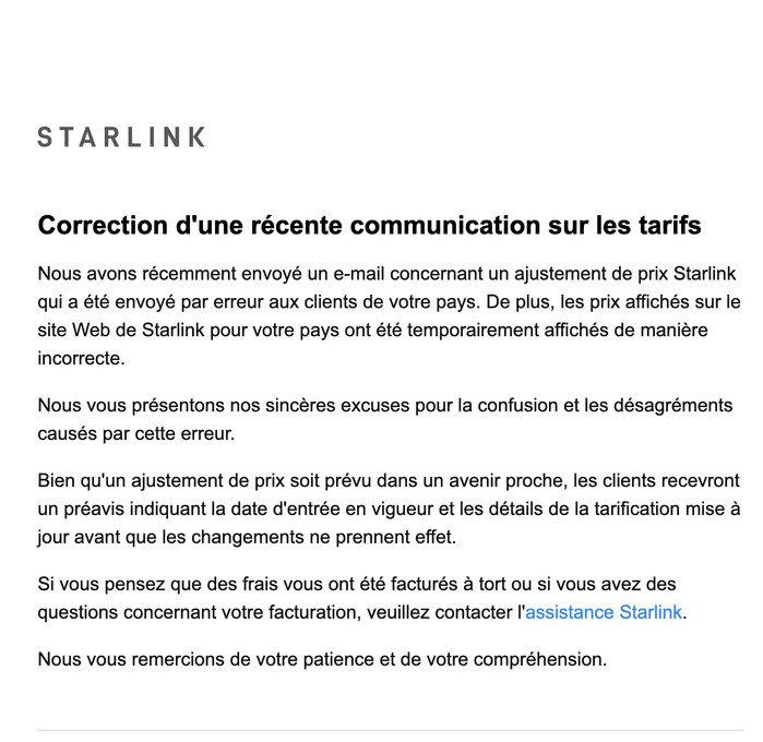 Tarifs Starlink au Sénégal : L'opérateur présente ses excuses et suspend la hausse de 13 000 FCFA