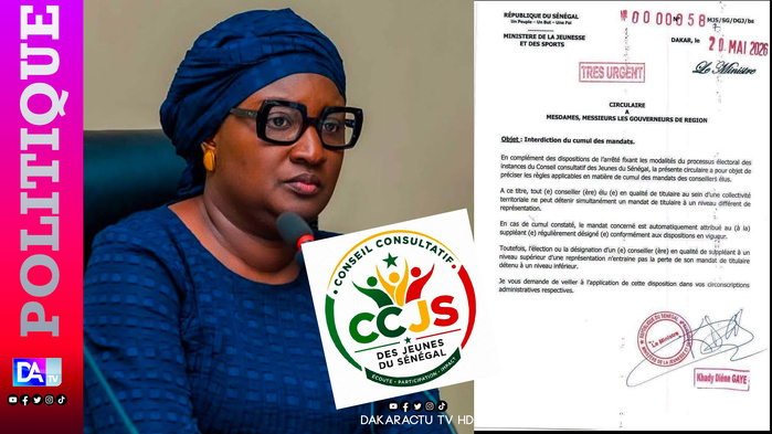 Conseil consultatif des Jeunes du Sénégal (CCJS) : Le ministre de la jeunesse interdit le cumul des mandats Conseil consultatif des Jeunes du Sénégal (CCJS) : Le ministre de la jeunesse interdit le cumul des mandats