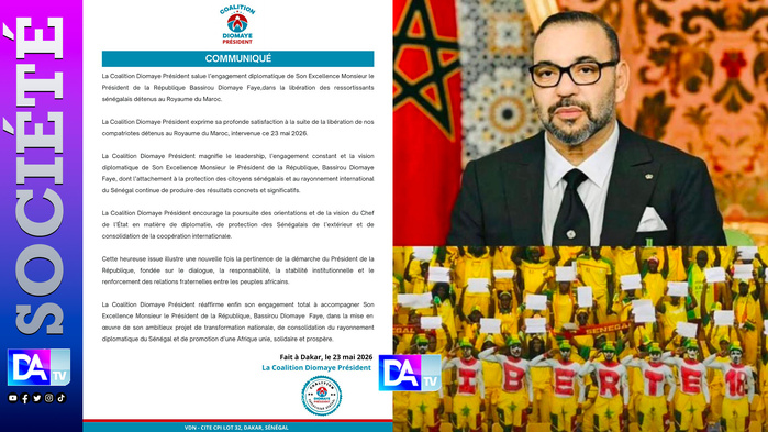 Libération des supporters Sénégalais au Maroc : la Coalition Diomaye Président salue la diplomatie de Diomaye Faye Libération des supporters Sénégalais au Maroc : la Coalition Diomaye Président salue la diplomatie de Diomaye Faye