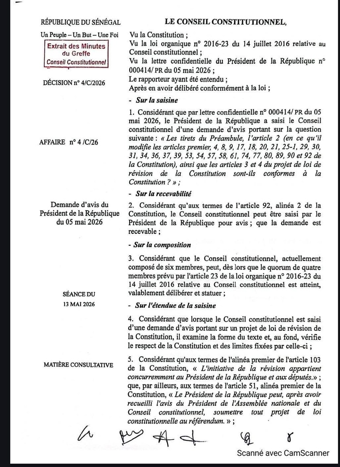 Révision de la constitution : Ce que dit le conseil constitutionnel