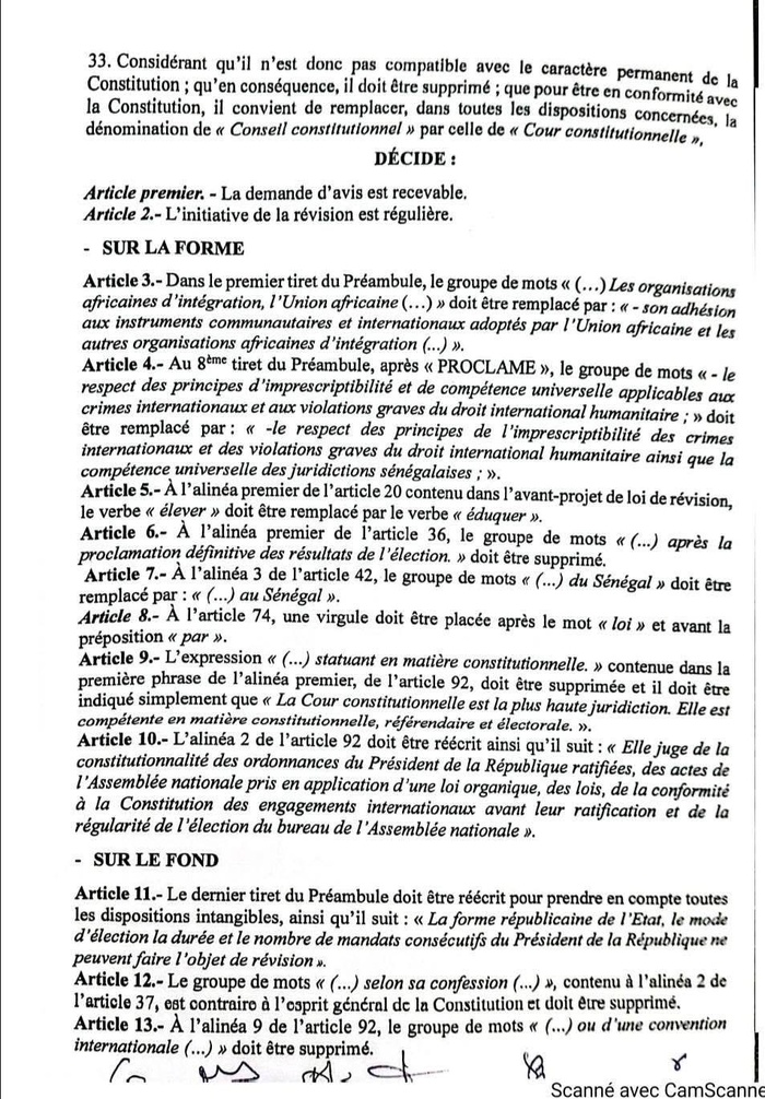 Révision de la constitution : Ce que dit le conseil constitutionnel
