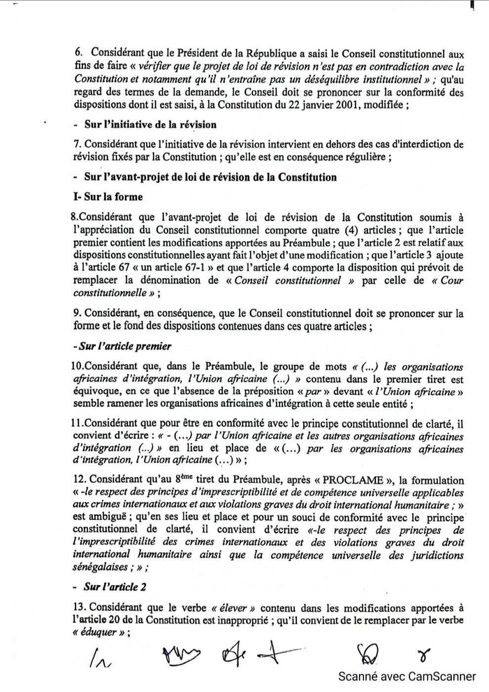 Révision de la constitution : Ce que dit le conseil constitutionnel