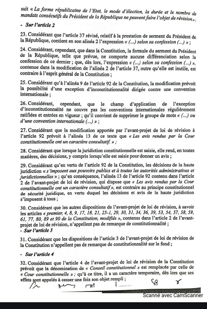 Révision de la constitution : Ce que dit le conseil constitutionnel