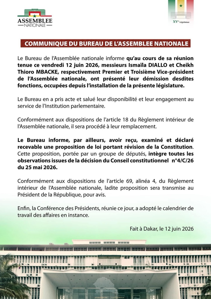 Révision constitutionnelle : L’Assemblée nationale déclare recevable la proposition de loi intégrant les observations du Conseil constitutionnel Révision constitutionnelle : L’Assemblée nationale déclare recevable la proposition de loi intégrant les observations du Conseil constitutionnel
