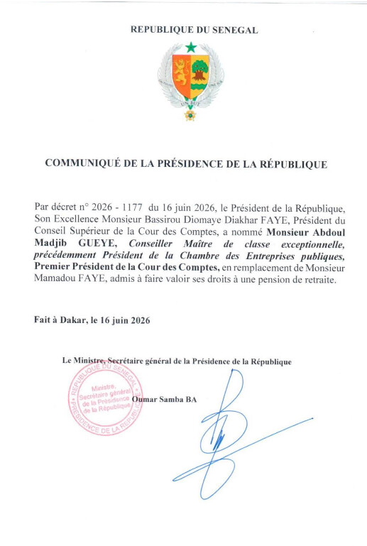 Cour des comptes : Abdoul Madjib Guèye nommé Premier Président