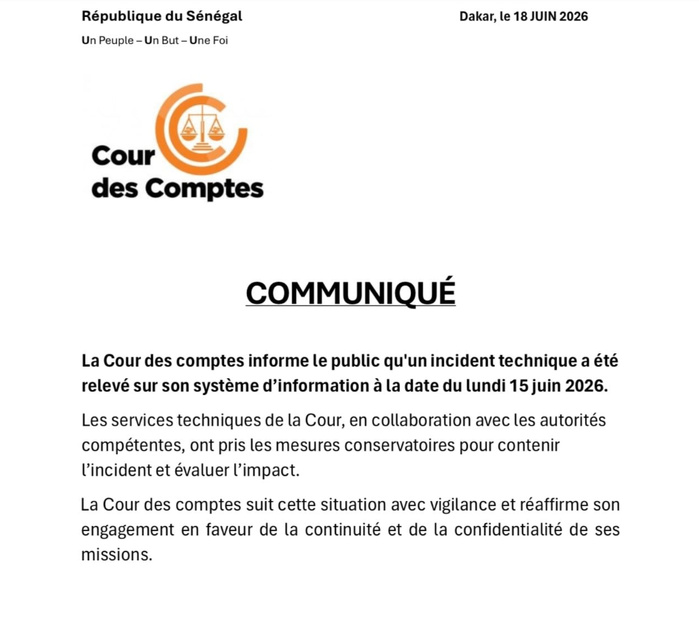 Cour des comptes : un incident technique signalé sur le système d’information