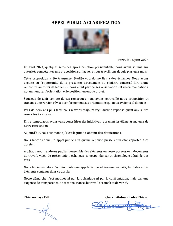 Soupçons de plagiat dans un projet de développement : Des sénégalais établis en France réclament des clarifications aux autorités