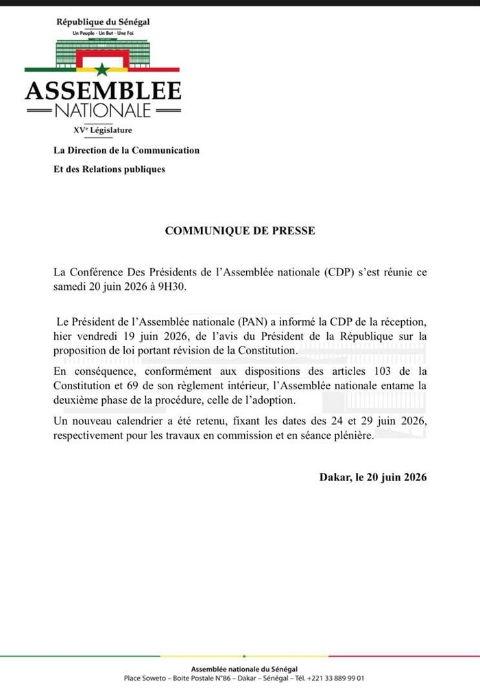 Révision constitutionnelle : L’Assemblée nationale enclenche la phase d’adoption Révision constitutionnelle : L’Assemblée nationale enclenche la phase d’adoption