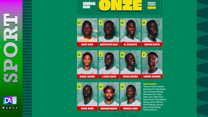 Sénégal–Irak : Pape Thiaw dévoile son onze de départ avec Sadio Mané, Ismaïla Sarr et Ibrahim Mbaye en attaque