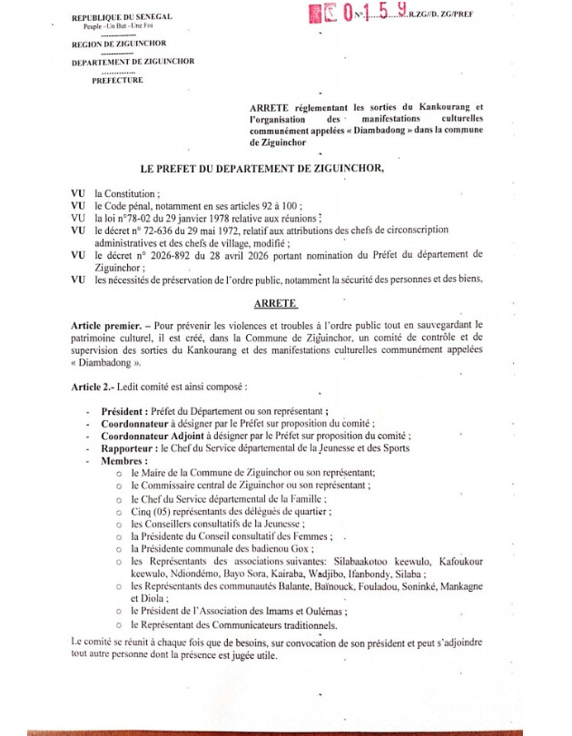 Ziguinchor : les sorties du Kankourang désormais soumises à de nouvelles règles
