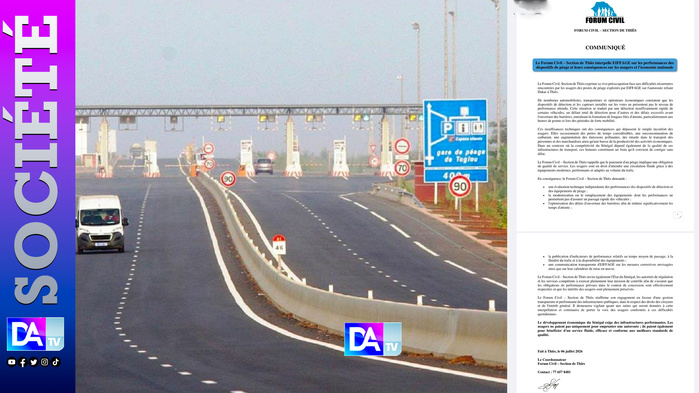 Difficultés rencontrées par les usagers des postes de péage sur l'autoroute reliant Dakar à Thiès : le forum Civil interpelle EIFFAGE Difficultés rencontrées par les usagers des postes de péage sur l'autoroute reliant Dakar à Thiès : le forum Civil interpelle EIFFAGE
