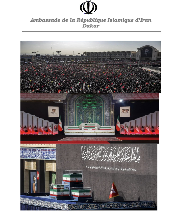 Adieux historiques au Guide martyr de la République Islamique d’Iran : une manifestation de l'unité nationale et un message de  puissance adressé au monde.  (Par Hassan Asgari Ambassadeur de la République islamique d'Iran au Sénégal )