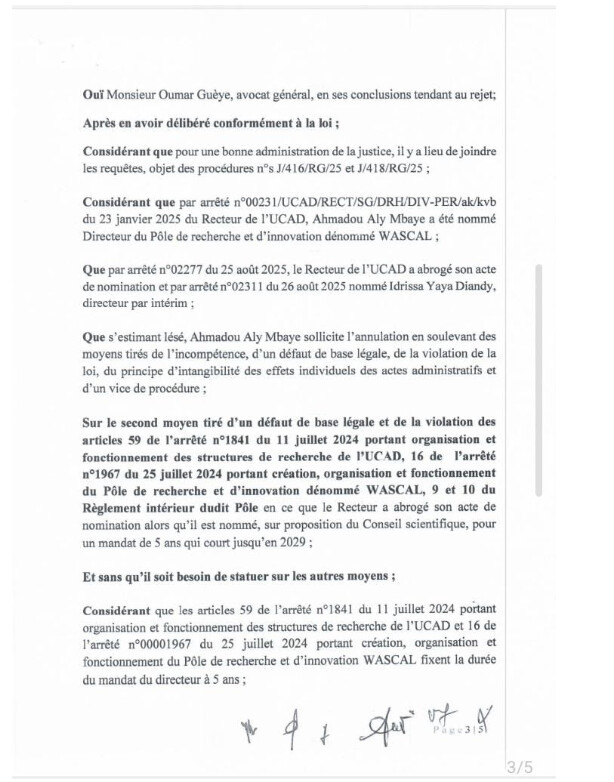 Arrêté abrogeant sa nomination à la tête de WASCAL : L’ex recteur, Ahmadou Aly Mbaye obtient gain de cause devant la Cour suprême contre l'UCAD