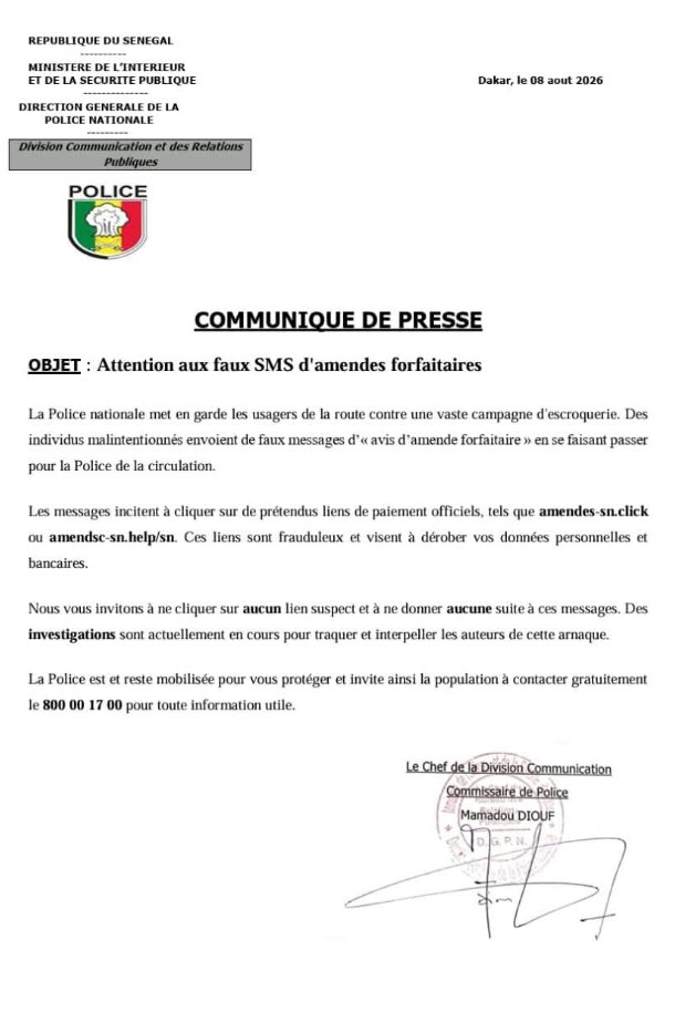 Arnaque : la Police nationale alerte sur de faux SMS d’amendes forfaitaires