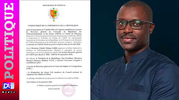 ARTP: Cheikh Tidiane Sarr nouveau Directeur général