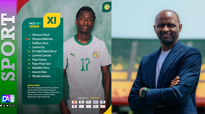Sénégal–Mozambique : Patrick Vieira dévoile son premier onze de départ Sénégal–Mozambique : Patrick Vieira dévoile son premier onze de départ