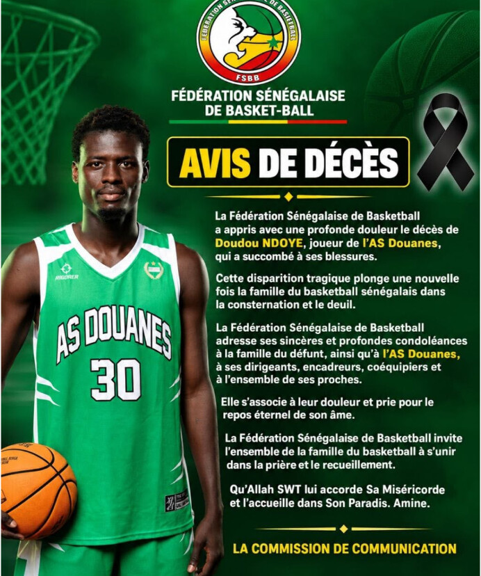 Basket -Nécrologie : Le joueur de l'AS Douanes, Doudou Ndoye succombe à ses blessures...