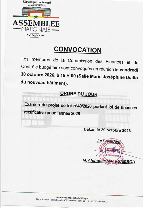 Assemblée nationale : la Commission des Finances convoquée pour examiner le projet de loi de finances rectificative (LFR)  2026