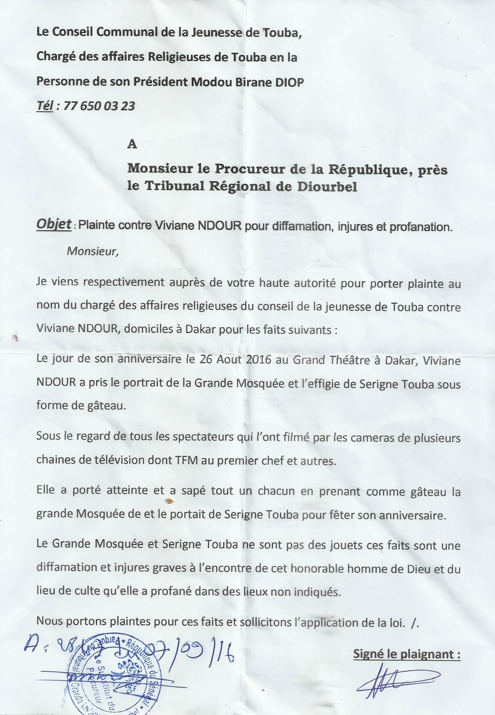 (TOUBA) CADEAU ANNIVERSAIRE POLÉMIQUE – Une plainte contre Viviane malgré ses excuses et précisions