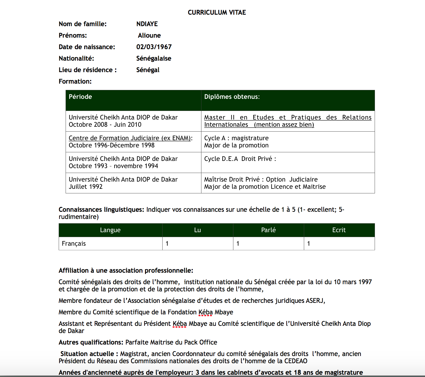 Voici Le Cv De Alioune Ndiaye Le Nouveau Secretaire General