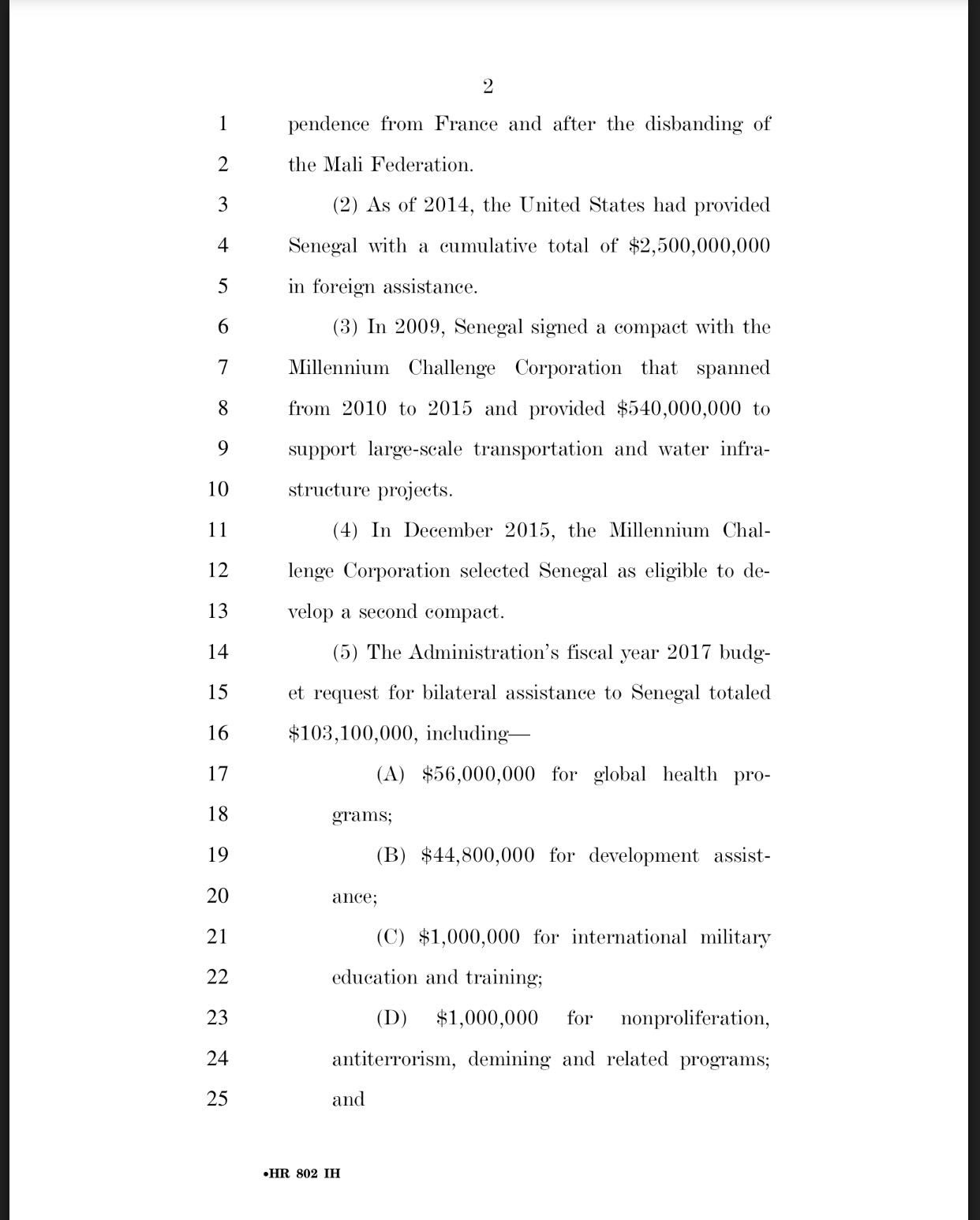 Un congressman américain demande la suppression de l'aide des USA au Sénégal