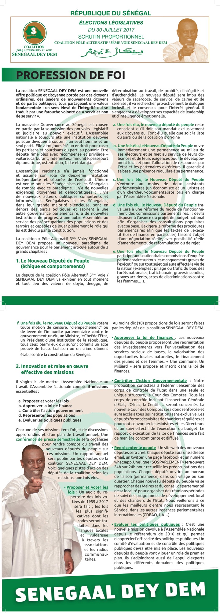 Profession de Foi : Sénégal Dey Dém