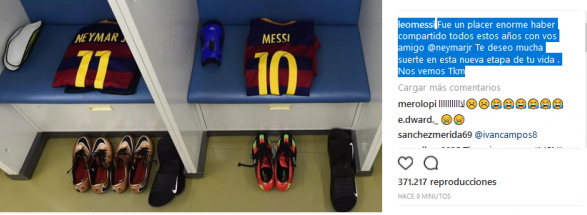 L'émouvant message d'adieu de Messi à Neymar 