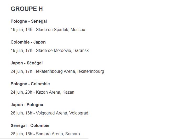 Coupe du Monde-phase finale: voici le calendrier des Lions