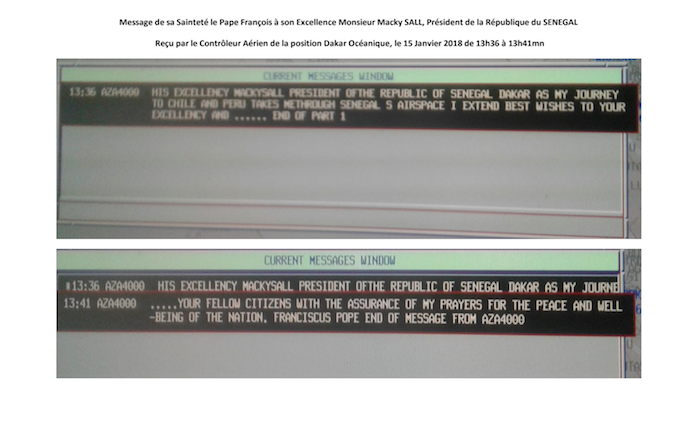 Message de sa Sainteté le Pape François au Président de la République du Sénégal (DOCUMEN)