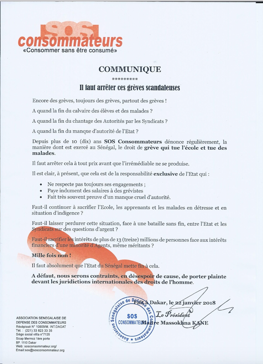 SOS Consommateurs : "Il faut arrêter ces grèves scandaleuses" (DOCUMENT)