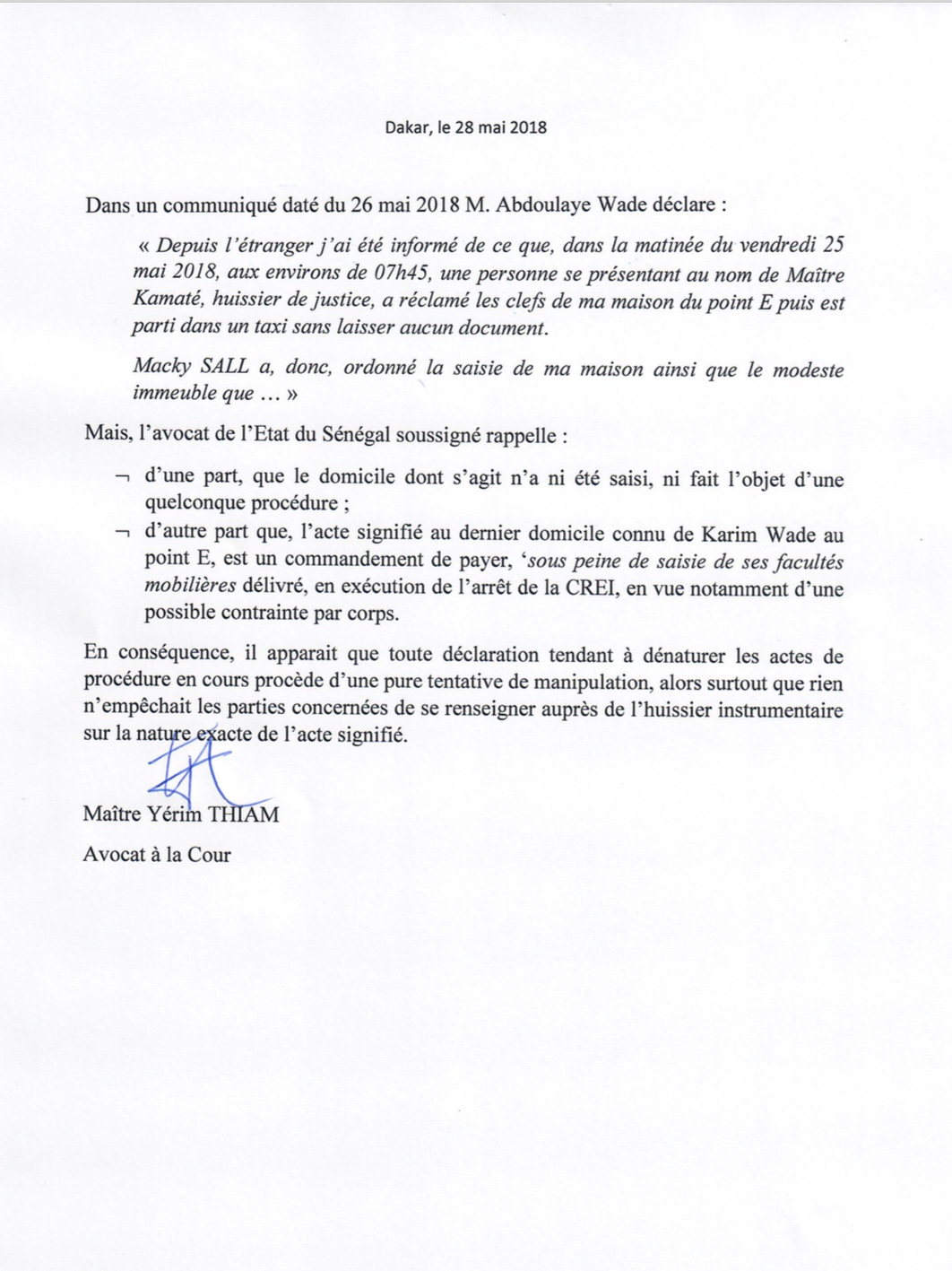 Sortie de Wade sur la saisie des biens de Karim : L’Etat dément et dénonce « une pure tentative de manipulation »