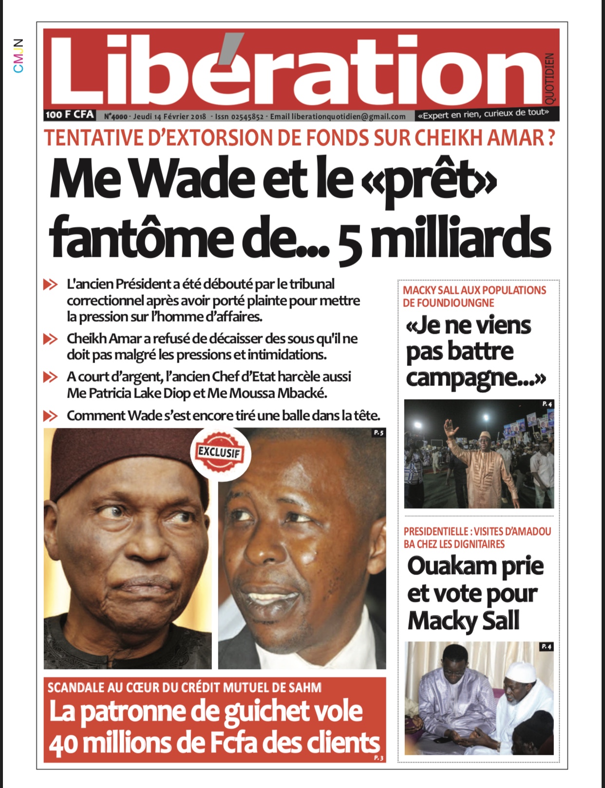 Prêt de 5 milliards à Cheikh Amar : Wade donne raison à Dakaractu, 5 ans après / Un « conseiller financier » de Gorgui démasqué