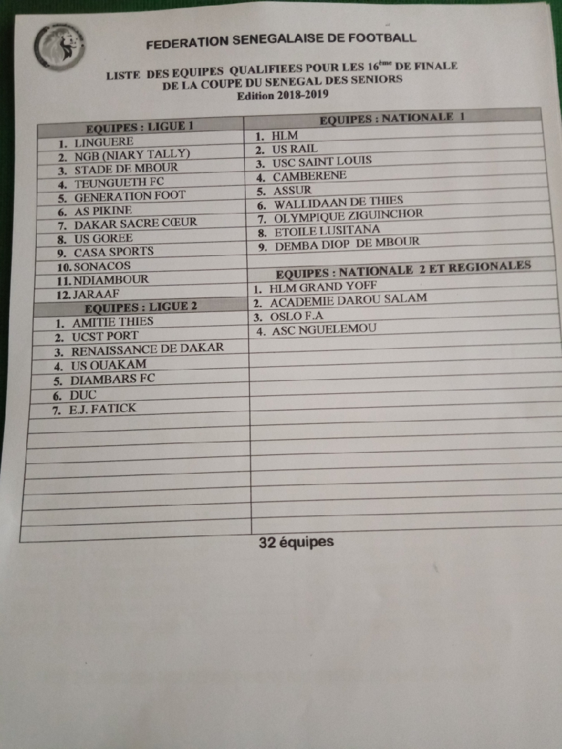 16e et 8e de finale Coupe du Sénégal UGB reçoit le Jaraaf, choc Casa