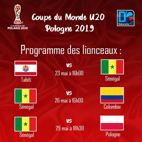 Coupe du Monde-U20 : Le programme des matches du Sénégal 