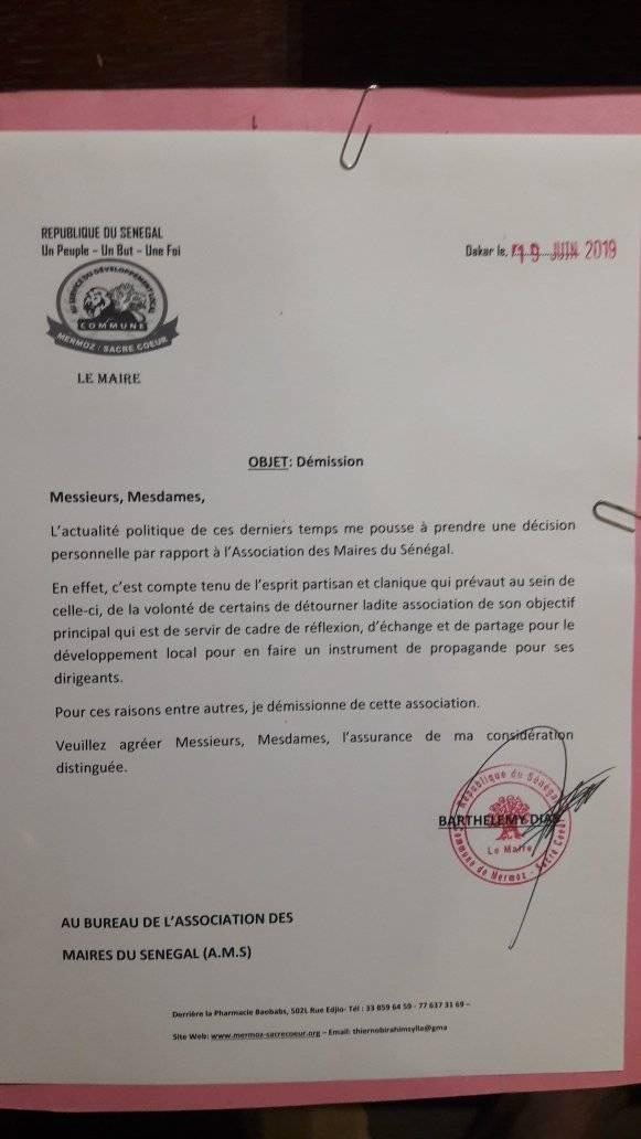 Association des maires du Sénégal : Barthélémy Dias a démissionné