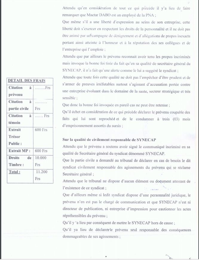 Procès pour diffamation : Matar Dabo reconnu coupable et condamné par le tribunal (Document)