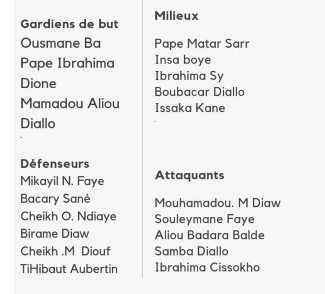 Liste : Voici les noms des 21 Lionceaux retenus pour la Coupe du monde U-17