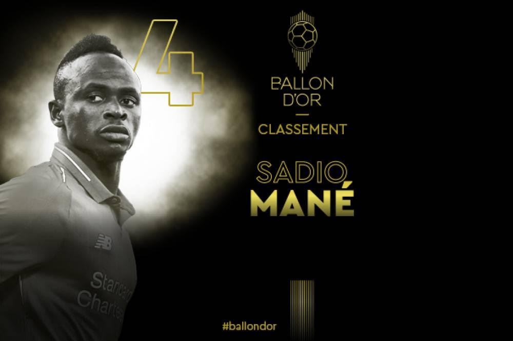 Sadio Mané 4e au classement du Ballon d'Or France Football 2019.