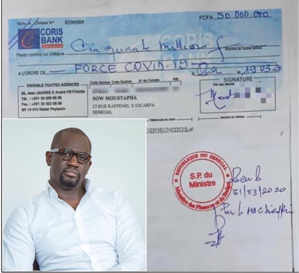FORCE COVID-19 : Moustapha Sow remet un chèque de 50 millions à l’Etat. (Document)